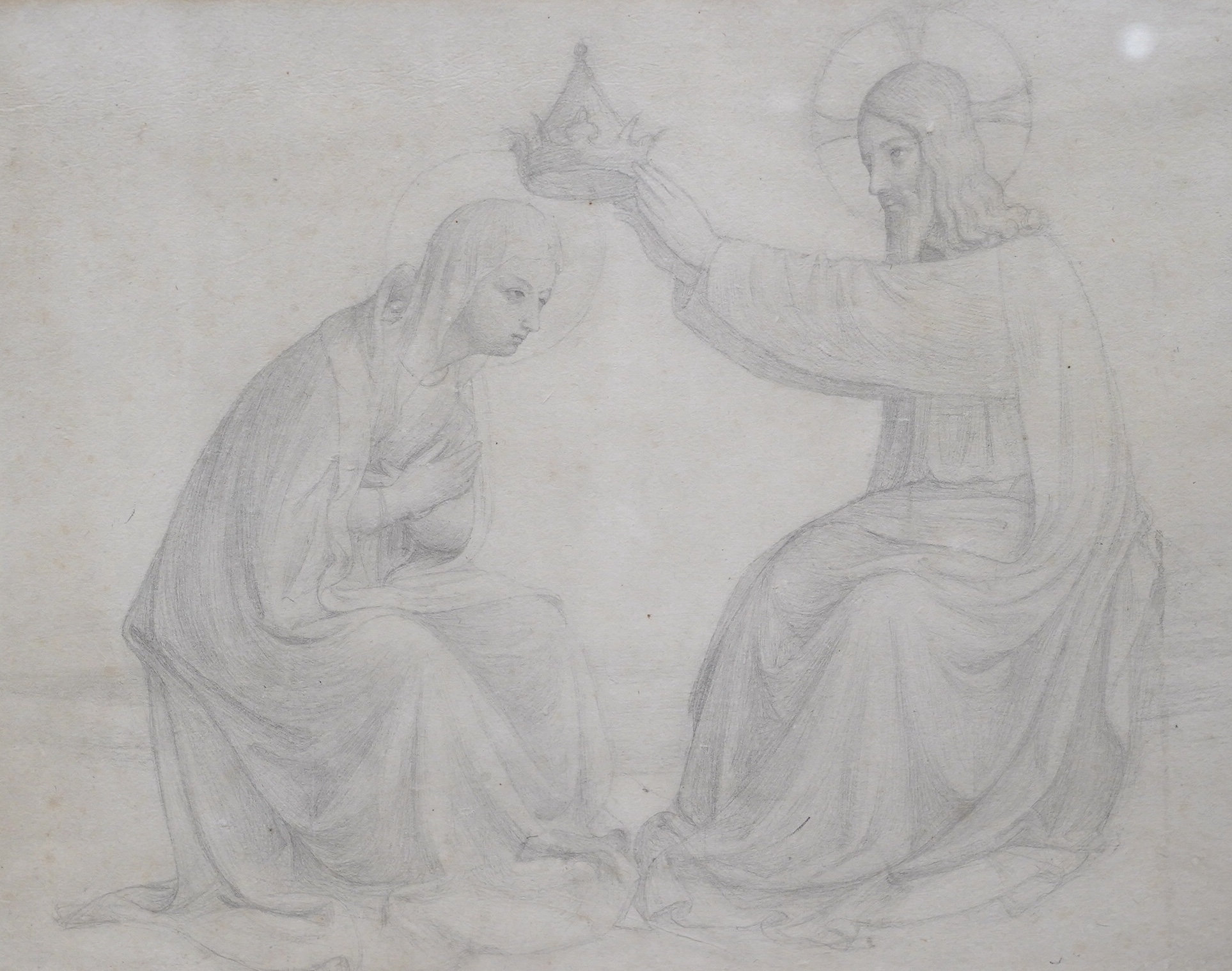 Alfred George Stevens (1817-1875), pencil, Coronation of the Virgin Mary, unsigned, 27 x 33cm. Condition - fair